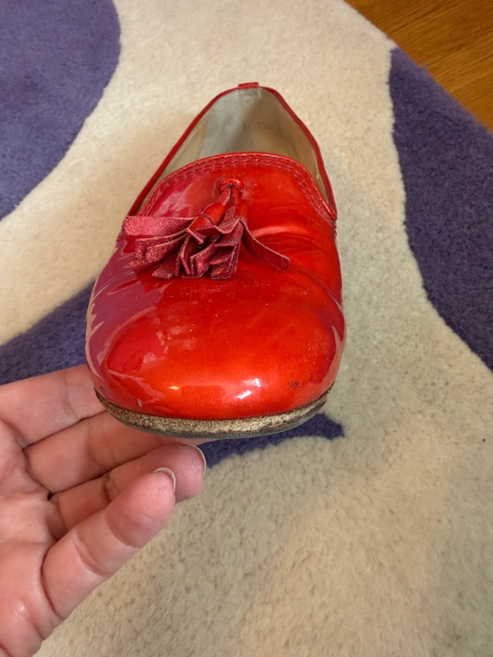 Paul Green Glossy Orange Patent Tassel Loafers - Picture 6 of 10